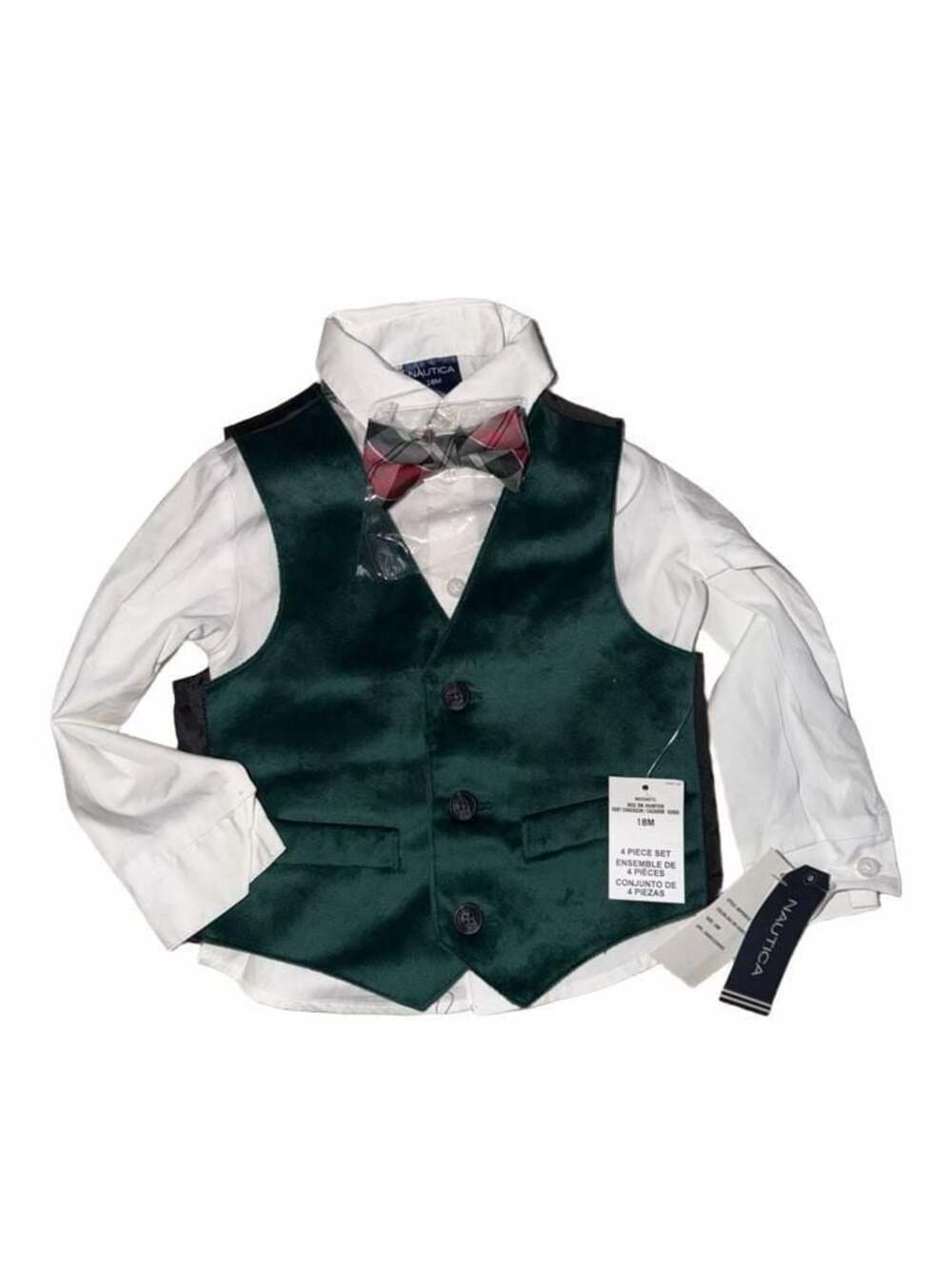Nautica Boys 4-Piece Dark Hunter Velvet Vest Set 18M